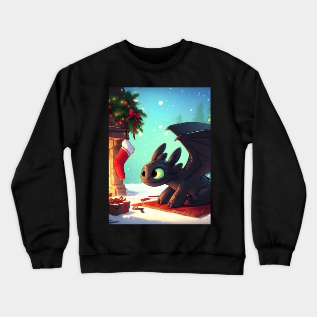 Christmas Dragon Wonderland: Festive Art Prints Featuring Whimsical Dragon Designs for a Joyful Holiday Celebration! Crewneck Sweatshirt by insaneLEDP